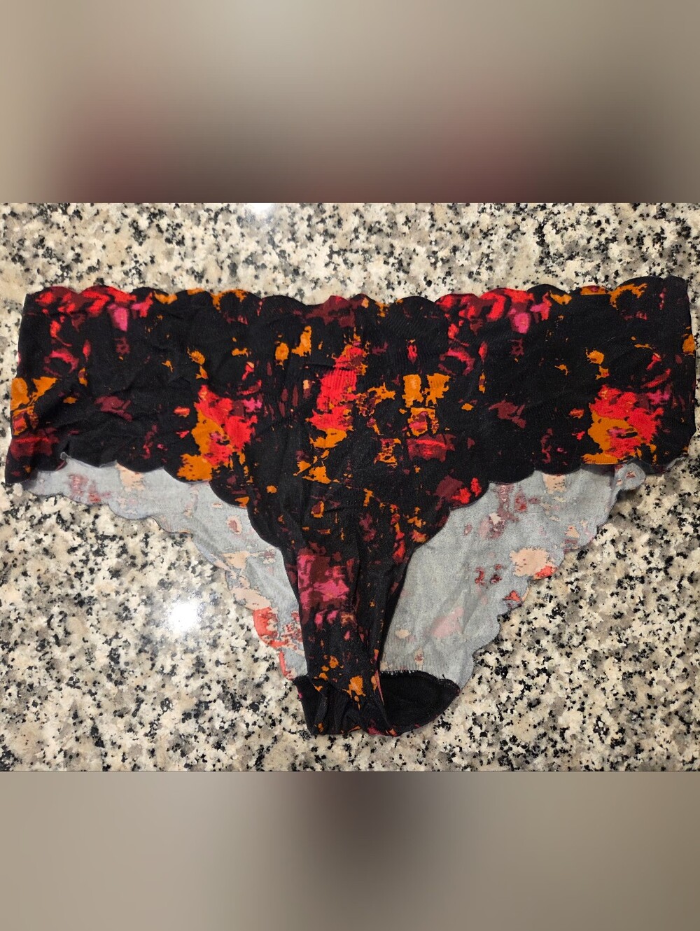 Auden Black Cheeky Panty with Red & Orange Floral Print